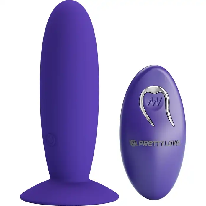 Фиолетовый анальный вибростимулятор Remote Control Vibrating Plug Youth - 11 см - Pretty Love
