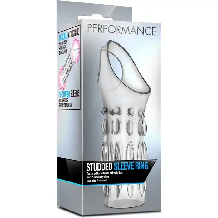 Прозрачная насадка на пенис Stretchy Studded Penis Sleeve Ring - Performance. Фотография 3.