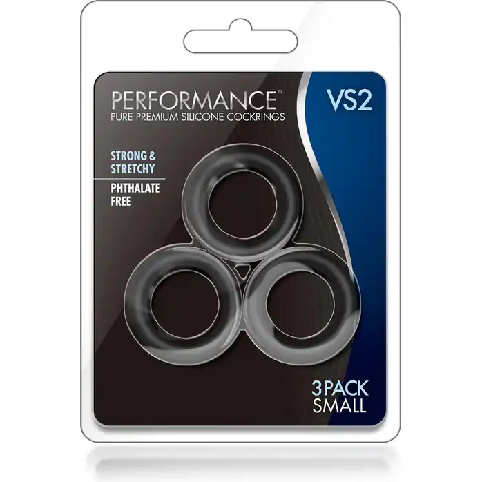 Набор из 3 черных эрекционных колец Black Small Penis Rings - Performance. Фотография 2.