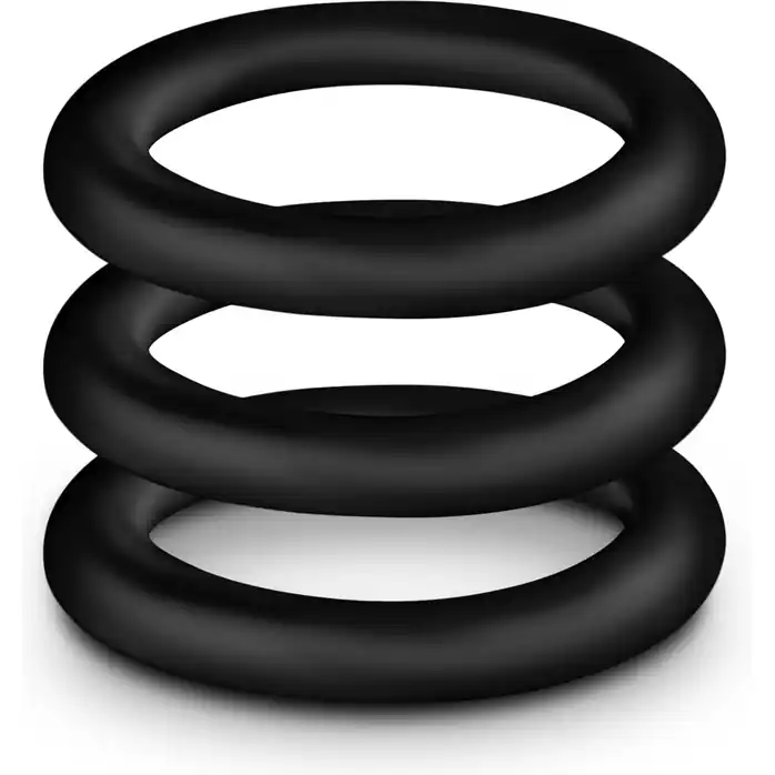 Набор из 3 черных эрекционных колец Black Small Penis Rings - Performance. Фотография 5.