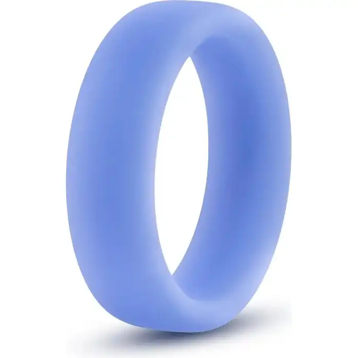 Голубое люминесцентное кольцо Silicone Glo Cock Ring - Performance