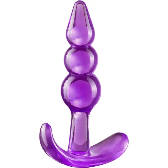 Фиолетовый анальный стимулятор Triple Bead Anal Plug - 9 см - B Yours. Фотография 5.