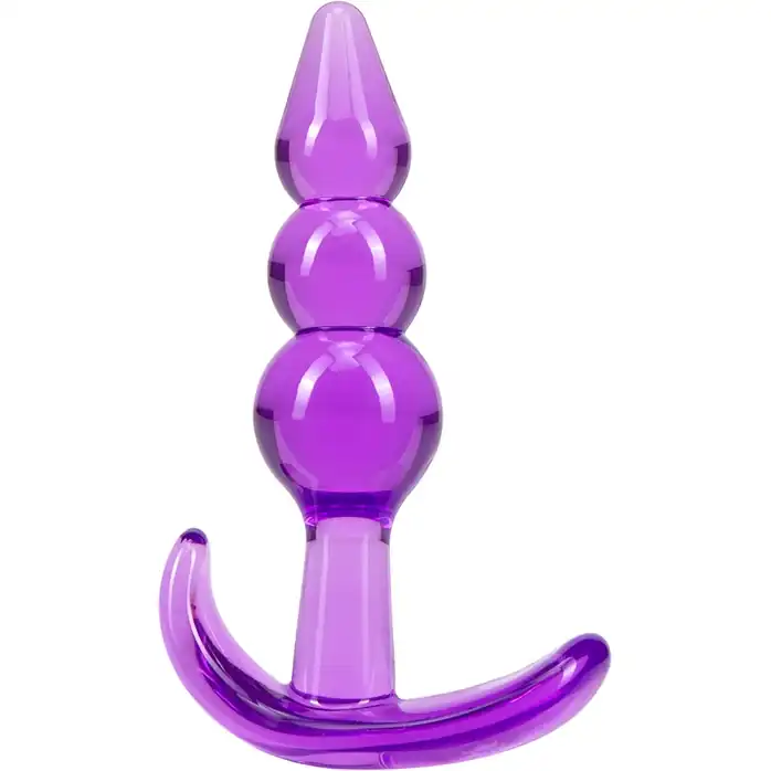 Фиолетовый анальный стимулятор Triple Bead Anal Plug - 9 см - B Yours