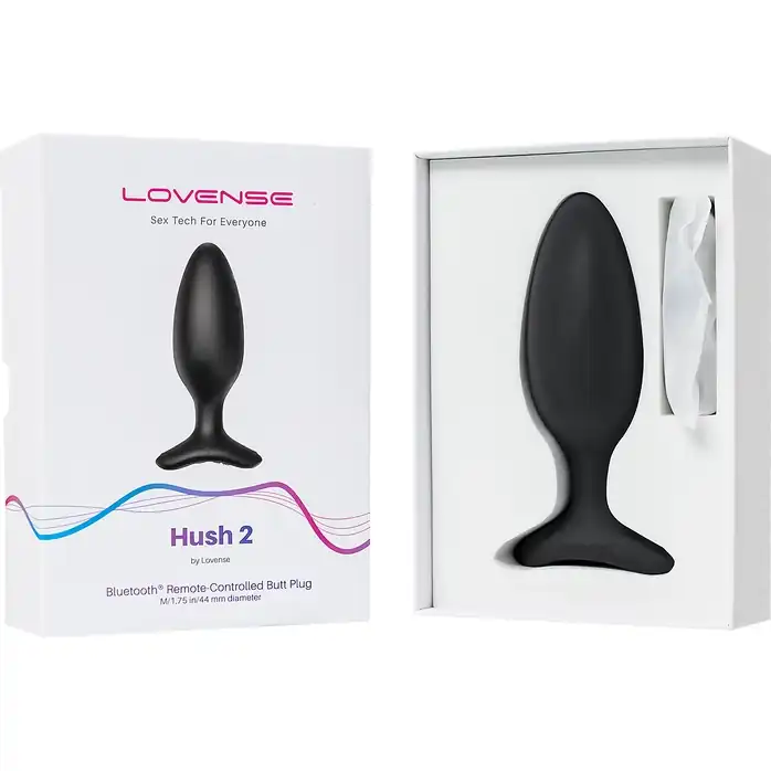 Черная анальная втулка LOVENSE Hush 2 (M) - 13,5 см. Фотография 8.