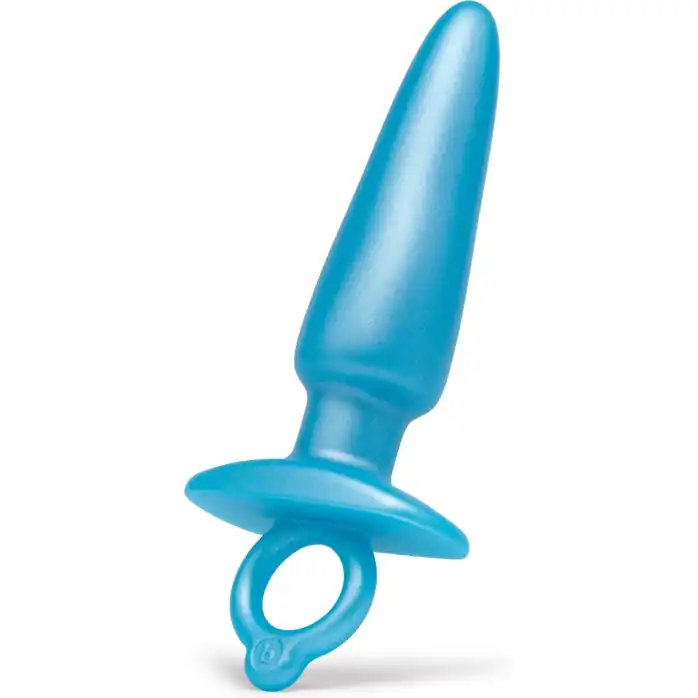 Голубая анальная пробка с кольцом Sleek Tapered Silicone Plug - 15 см. Фотография 6.