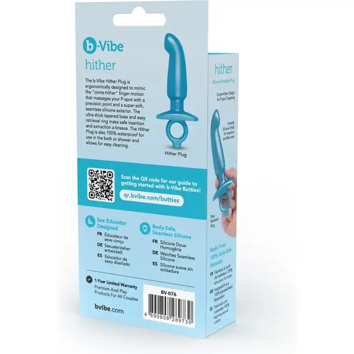 Голубая анальная пробка для массажа простаты Hither Silicone Prostate Plug - 14,3 см. Фотография 12.