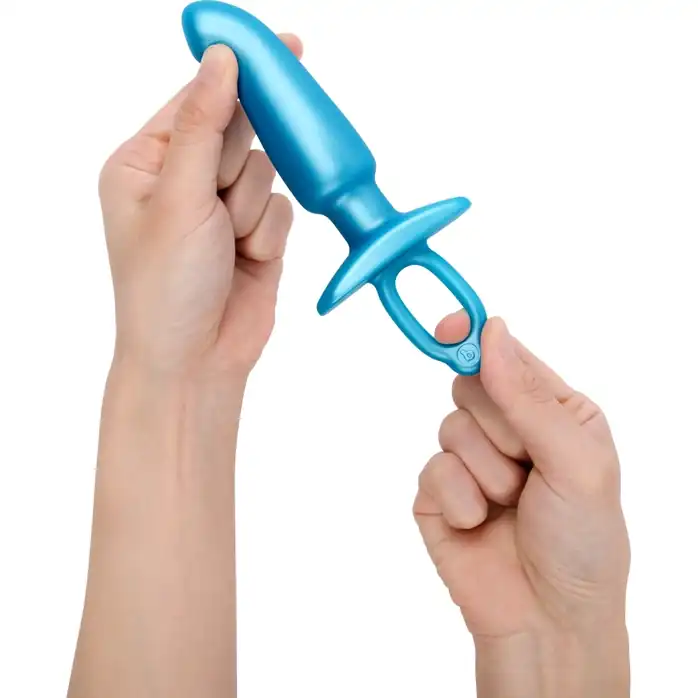 Голубая анальная пробка для массажа простаты Hither Silicone Prostate Plug - 14,3 см. Фотография 3.
