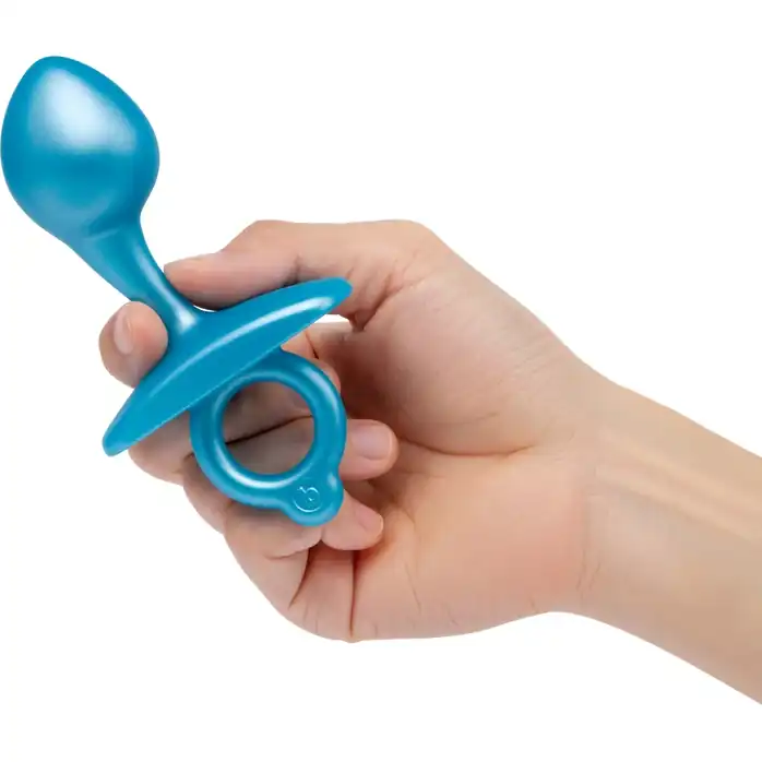 Голубая анальная пробка для массажа простаты Bulb Silicone Prostate Plug - 10,7 см. Фотография 3.
