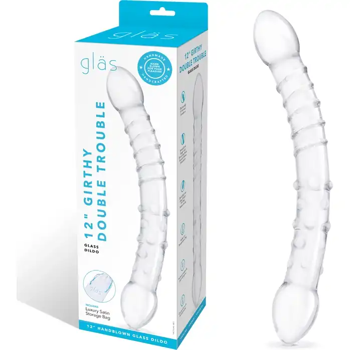 Двусторонний стеклянный фаллоимитатор 12’’ Girthy Double Trouble Glass Dildo - 30 см. Фотография 2.