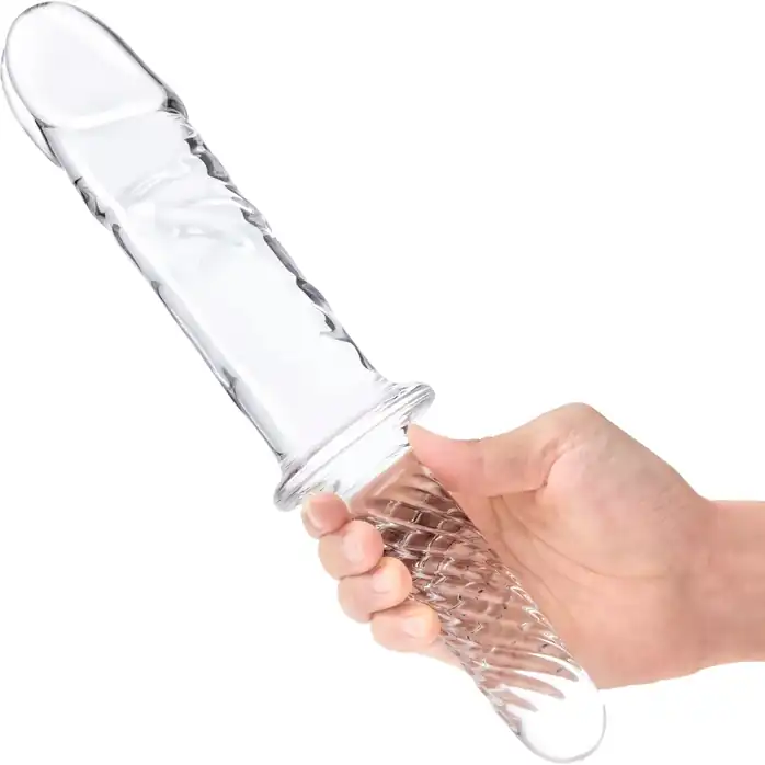 Стеклянный фаллоимитатор с рукоятью 11’’ Girthy Cock Double Ended With Handle - 28 см. Фотография 4.