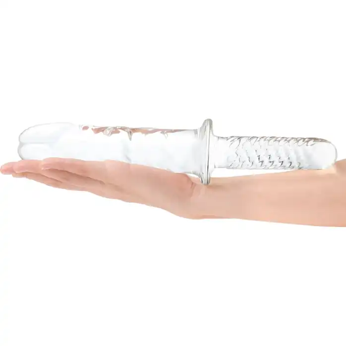 Стеклянный фаллоимитатор с рукоятью 11’’ Girthy Cock Double Ended With Handle - 28 см. Фотография 5.