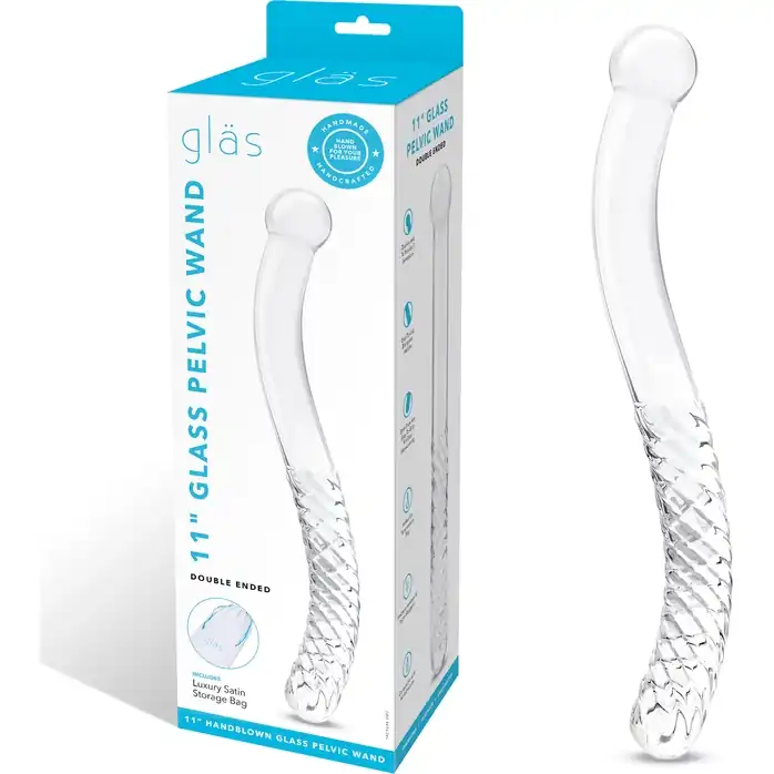 Стеклянный фаллоимитатор 11’’ Glass Pelvic Wand Double Ended - 28 см. Фотография 2.