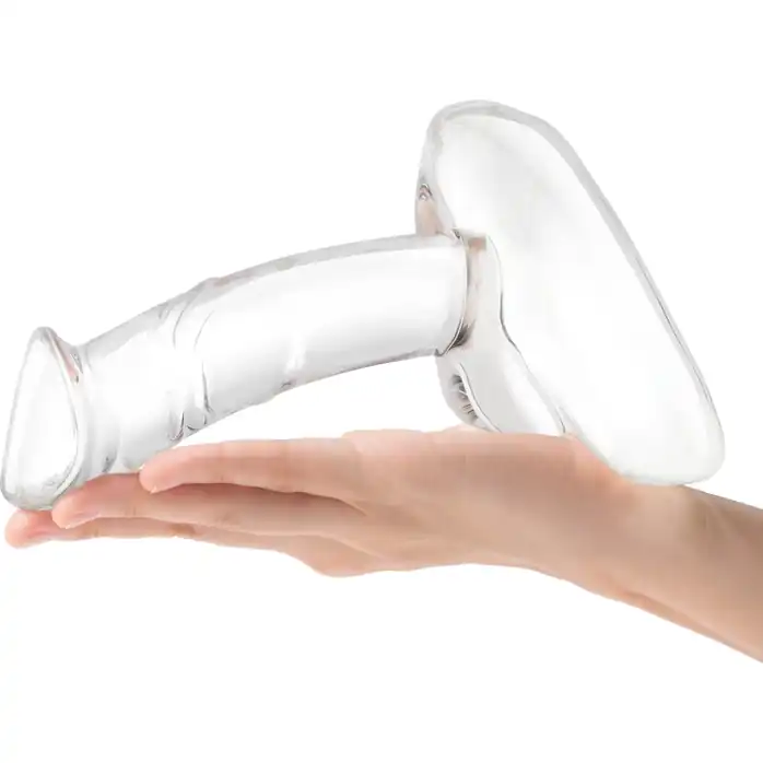 Стеклянный фаллоимитатор на подставке 7,5’’ Rideable Standing Glass Cock With Stability Base - 19 см. Фотография 5.