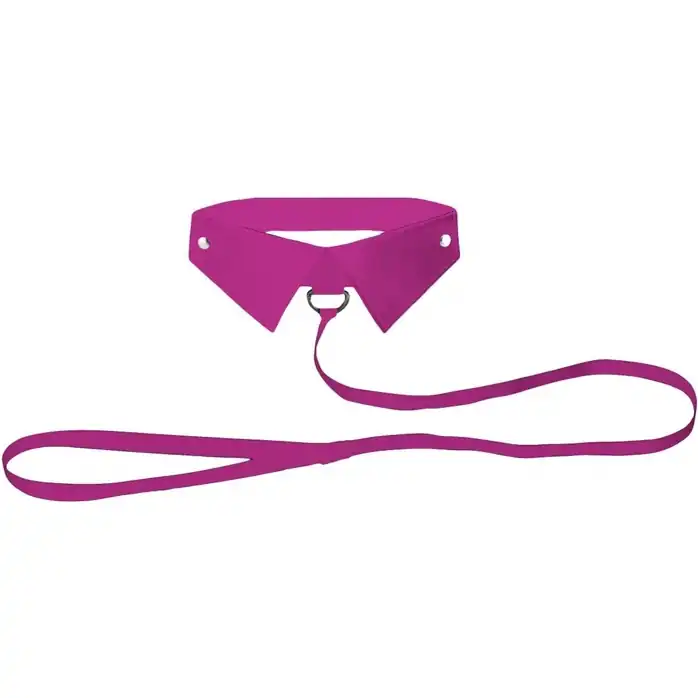 Розовый кожаный воротник с поводком Pink OUCH! - Ouch!