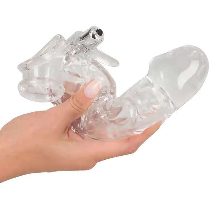 Насадка на пенис с клиторальным вибростимулятором Crystal Skin - You2Toys. Фотография 4.