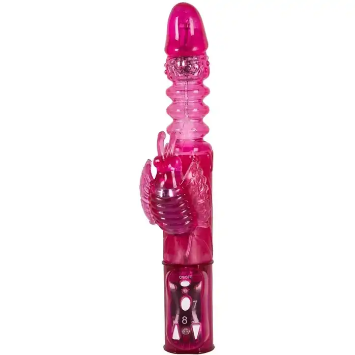 Розовый вибратор Butterfly с возвратно-поступательным движением - 23 см - You2Toys. Фотография 4.