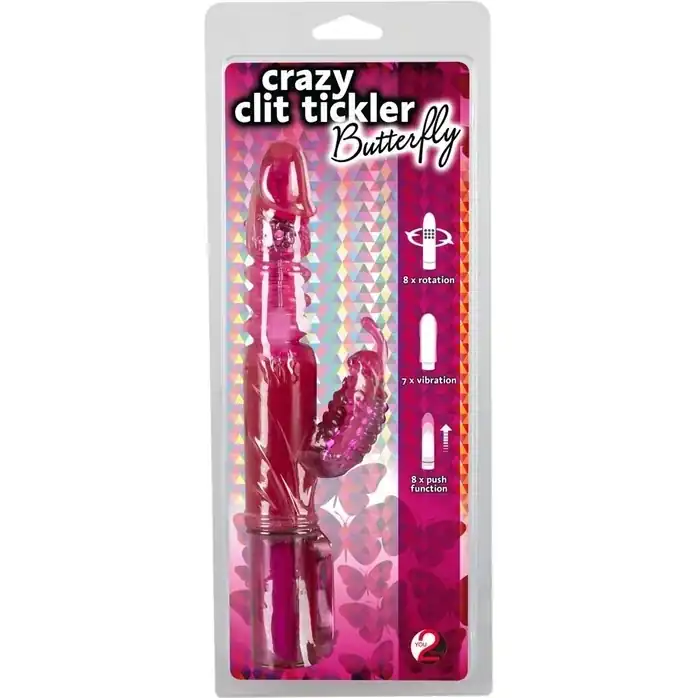 Розовый вибратор Butterfly с возвратно-поступательным движением - 23 см - You2Toys