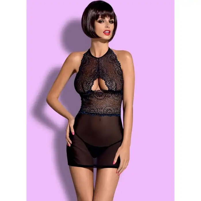 Облегающая полупрозрачная сорочка Oriens с вырезом на лифе - Sexy