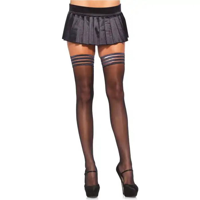 Чулки с широкой каймой Sheer Stay Up With Striped Top