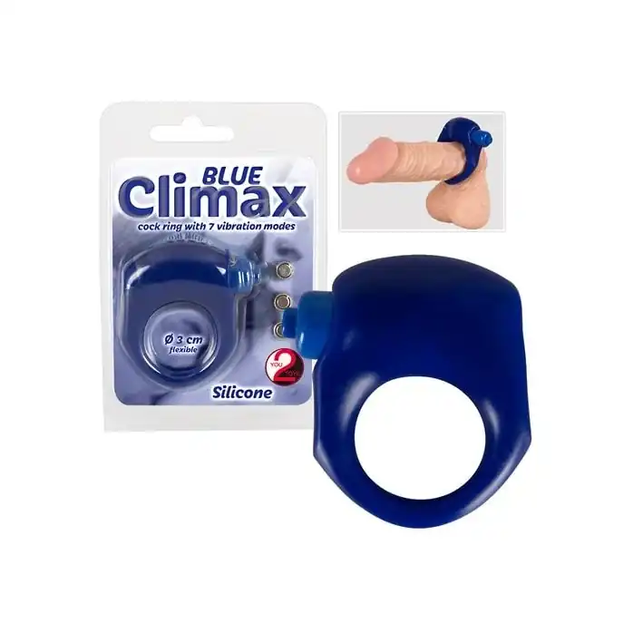 Синее виброкольцо для пениса Blue Climax - You2Toys