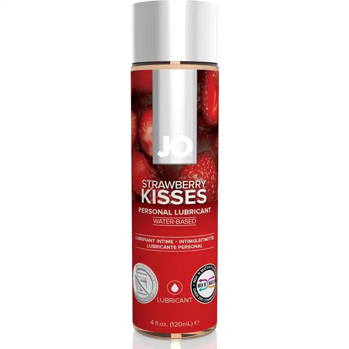 Лубрикант на водной основе с ароматом клубники JO Flavored Strawberry Kisses - 120 мл - JO H2O Flavors