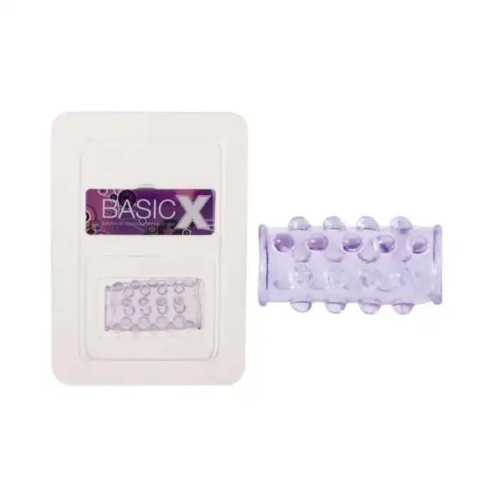 Фиолетовая насадка на пенис с пупырышками BASICX TPR SLEEVE PURPLE 0.7INCH - BasicX. Фотография 2.