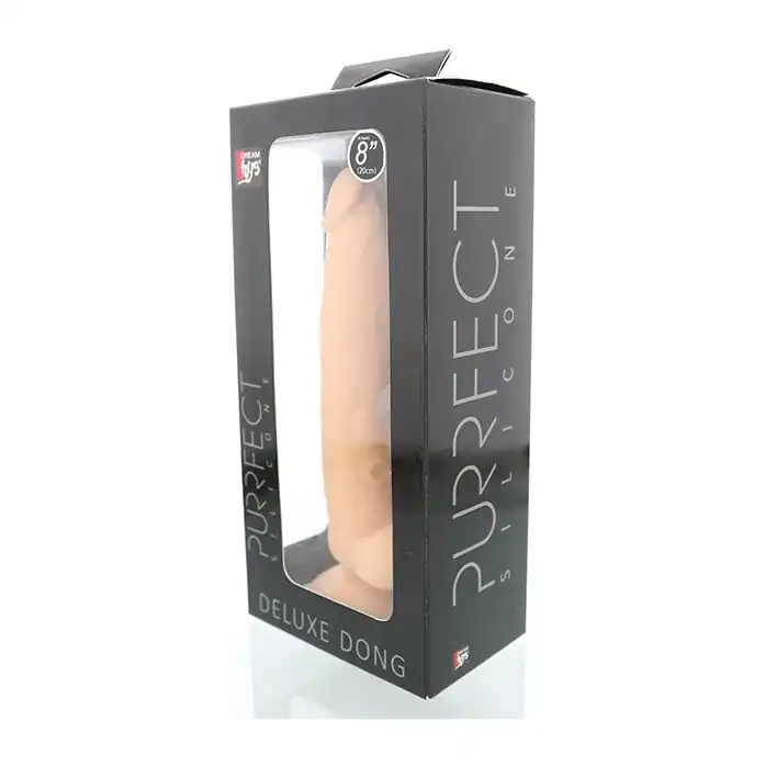 Телесный фаллоимитатор на присоске PURRFECT SILICONE DELUXE DONG 8INCH - 20 см - Purrfect Silicone. Фотография 2.