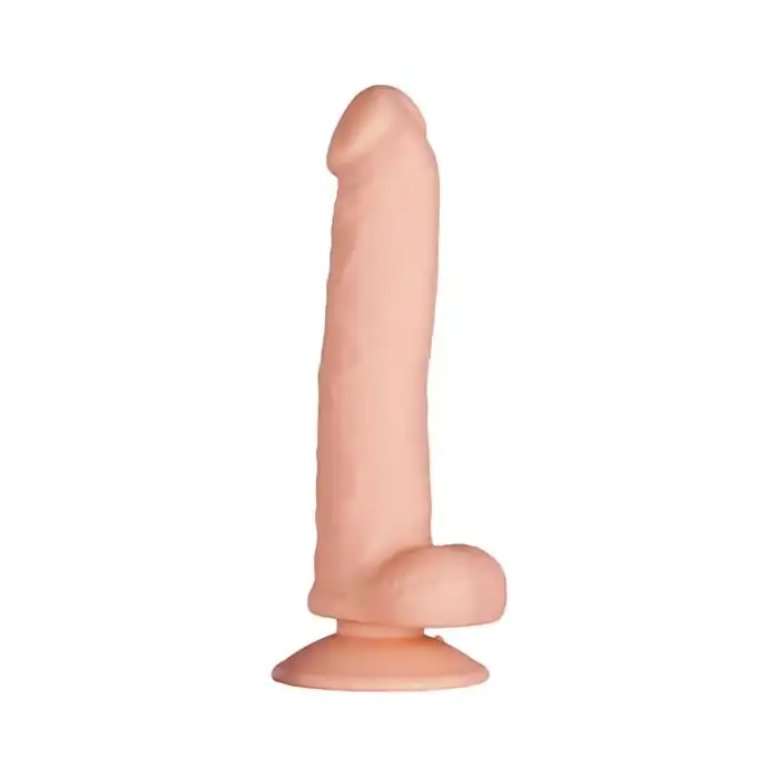 Телесный фаллоимитатор с мошонкой PURRFECT SILICONE DELUXE DONG 8INCH - 20 см - Purrfect Silicone