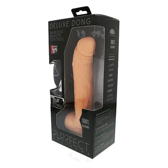 Телесный вибратор с присоской и дистанционным управлением PURRFECT SILICONE DELUXE REMOTE VIBE 8IN - 20 см - Purrfect Silicone. Фотография 2.