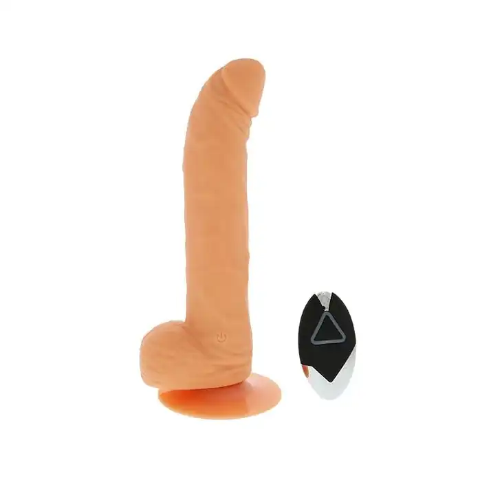 Телесный вибратор с присоской и дистанционным управлением PURRFECT SILICONE DELUXE REMOTE VIBE 8IN - 20 см - Purrfect Silicone