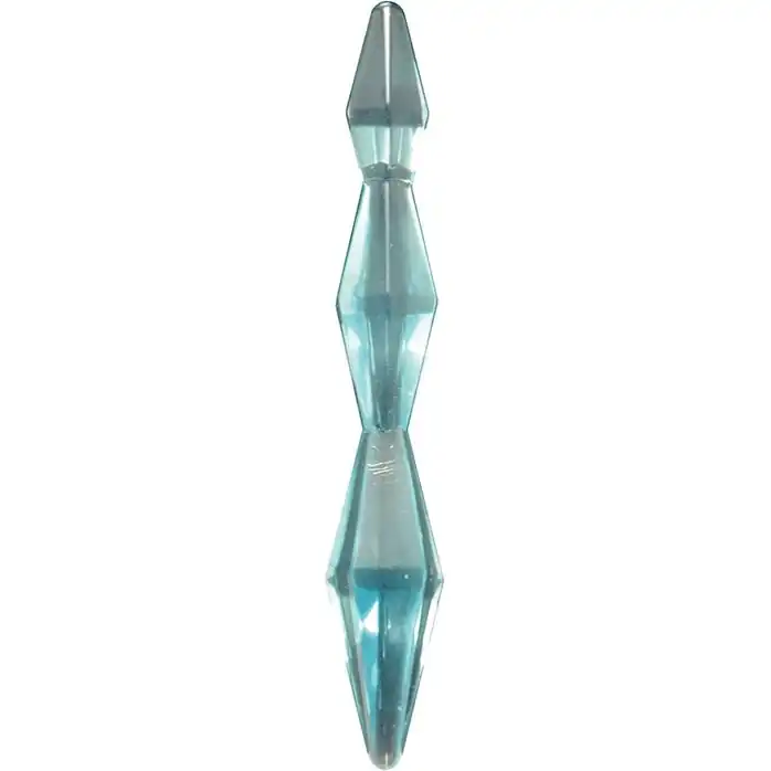 Голубой двусторонний анальный стимулятор CRYSTAL - 21 см
