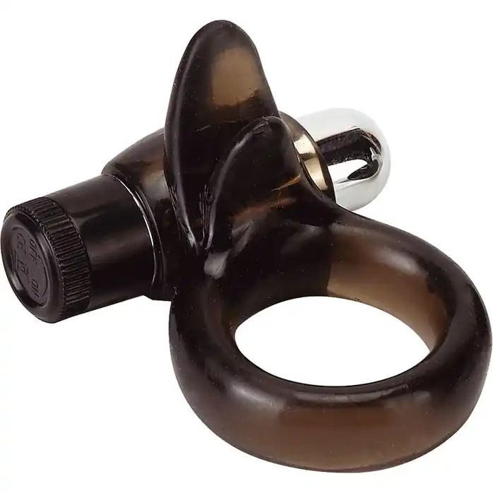 Дымчатое эрекционное кольцо VIBRO RING CLITORAL TONGUE BLACK