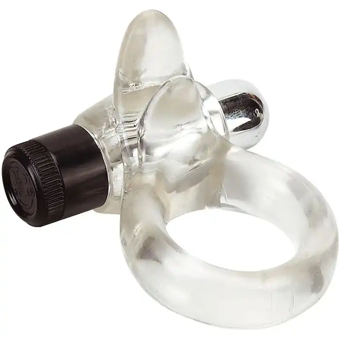 Прозрачное эрекционное кольцо VIBRO RING CLITORAL TONGUE CLEAR