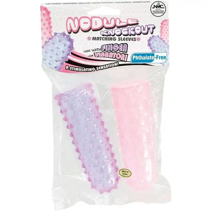 Набор из 2 пупырчатых насадок на пальцы FINGER SLEEVES PURPLE/PINK. Фотография 2.