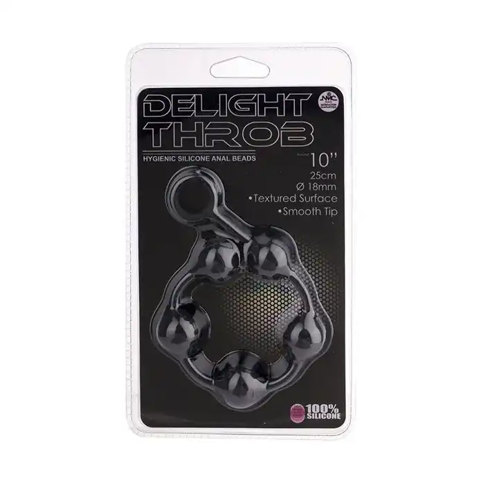 Чёрная анальная цепочка DELIGHT THROB ANAL STRIPPED BEADS BLACK - 25 см. Фотография 2.