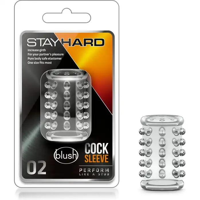 Прозрачная насадка на пенис с шишечками STAY HARD COCK SLEEVE 02 CLEAR - Stay Hard. Фотография 4.