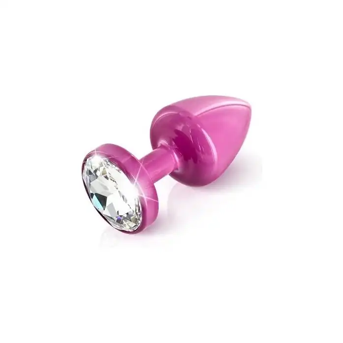 Розовый анальный плаг Anni Magnet T1 pink Cristal/black с 2 заменяемыми кристаллами - 6 см. Фотография 3.
