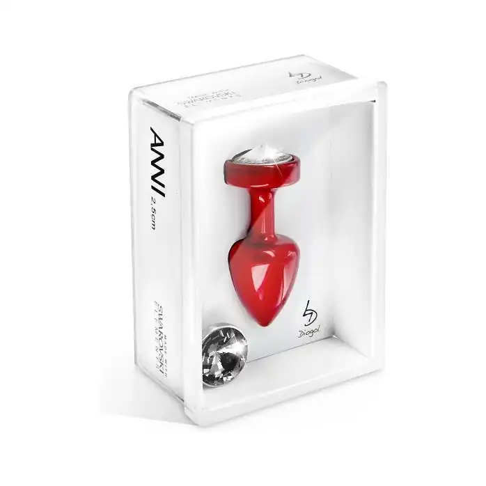 Красный анальный плаг Anni Magnet T1 Red Cristal/black с 2 заменяемыми кристаллами - 6 см