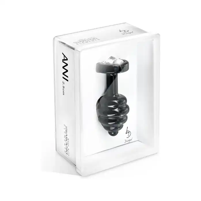 Большой чёрный винтовой плаг ANNI Ano black T2 - 7,5 см