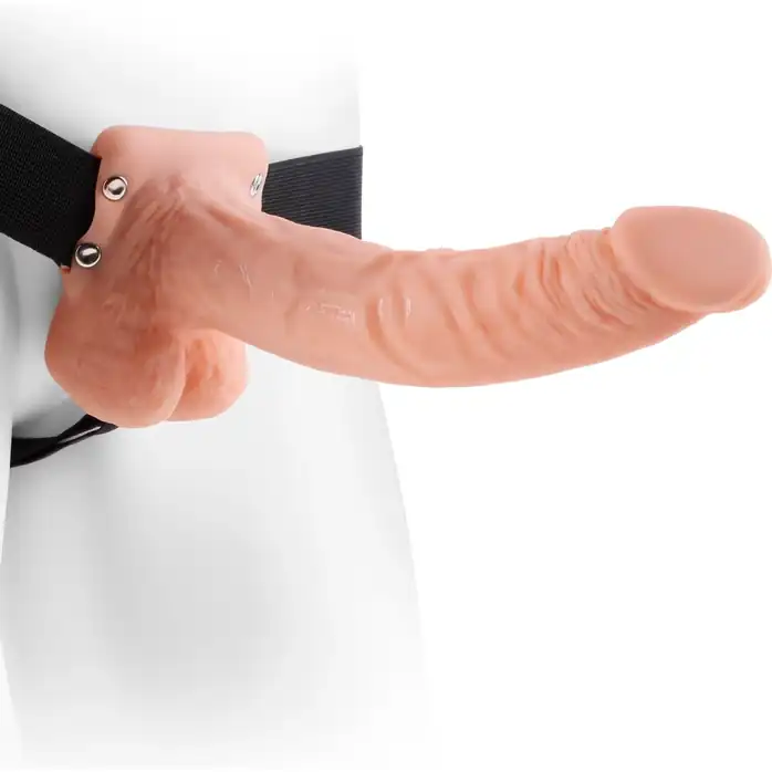 Полый страпон телесного цвета Hollow Strap-On with Balls - 24 см - Fetish Fantasy Series