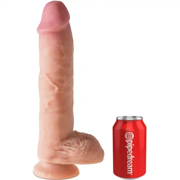 Телесный фаллоимитатор с мошонкой Dual Density 10 Fat Cock with Balls - 25,4 см - King Cock. Фотография 5.