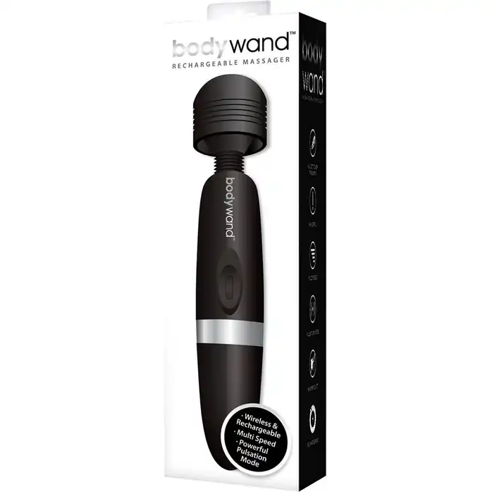 Чёрный вибратор BodyWand Rechargeable Massager. Фотография 2.