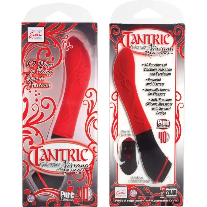 Красный вибромассажер Tantric 10-Function Nirvana - 19 см - Tantric Collection. Фотография 3.