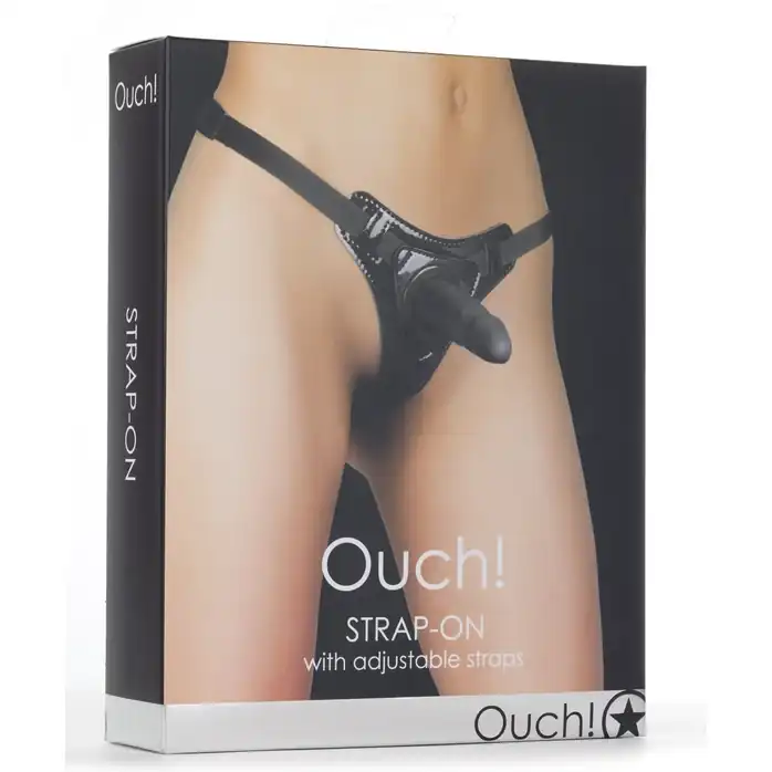Чёрный страпон Strap-On Black Ouch! - 11 см - Ouch!. Фотография 2.