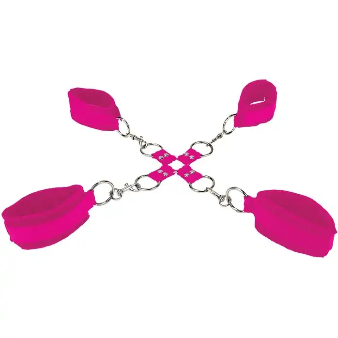 Розовый комплект оков Velcro hand and leg cuffs - Ouch!
