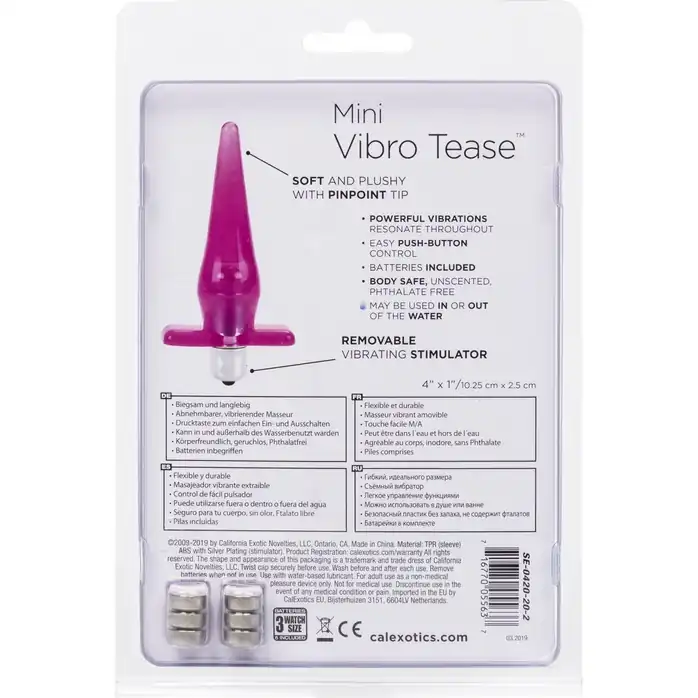 Розовая анальная пробка Mini Vibro Tease - 12,7 см - Anal Toys. Фотография 6.