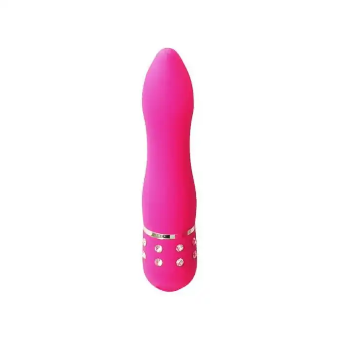 Розовый вибратор Betty со стразами - 11,5 см