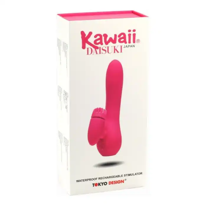 Розовый вибратор с клиторальным стимулятором Kawaii Daisuki 3 - 15,2 см. Фотография 2.