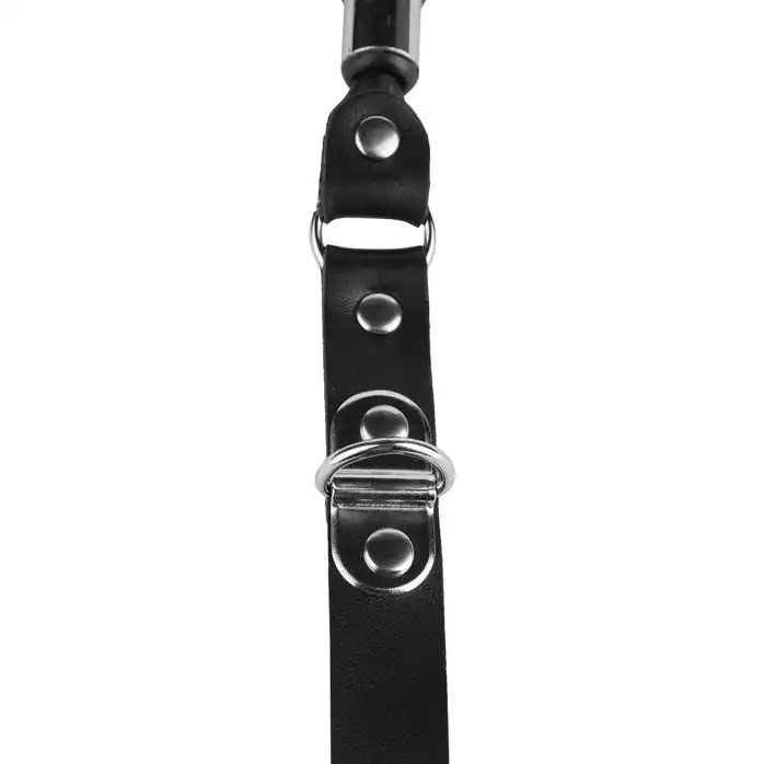 Чёрный кляп-трензель на кожаных ремешках с застёжкой - BDSM accessories. Фотография 3.