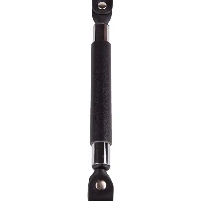 Чёрный кляп-трензель на кожаных ремешках с застёжкой - BDSM accessories. Фотография 4.